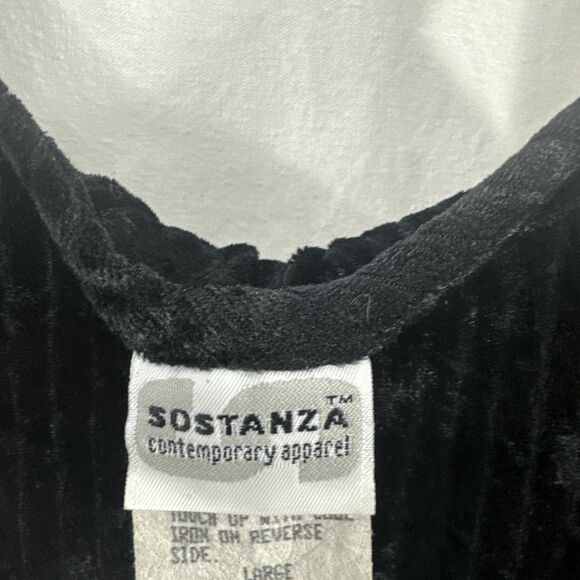 Sostanza Black Velvet Strappy Skater Dark Romantic Babydoll Dress Womens Size L - Picture 3 of 8
